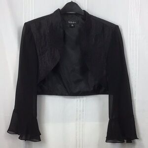 S.L. Fashions Black Satin and Chiffon Bolero Jacket